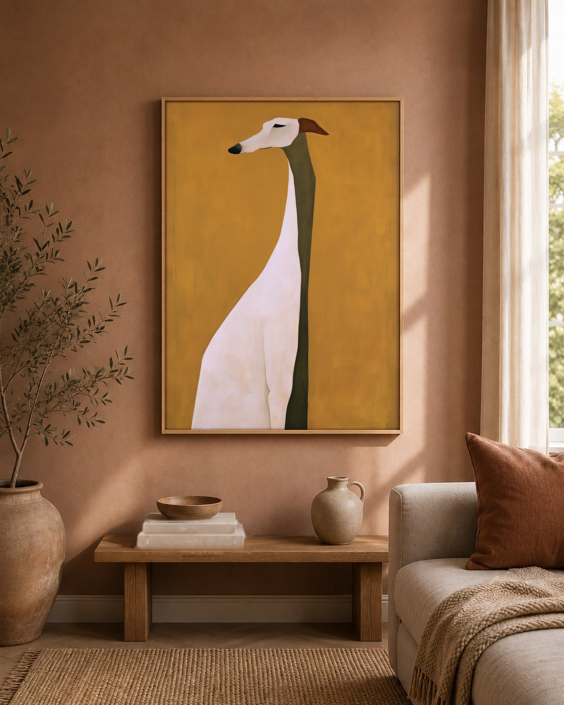 The Watchful Hound greyhound artwork interior view
