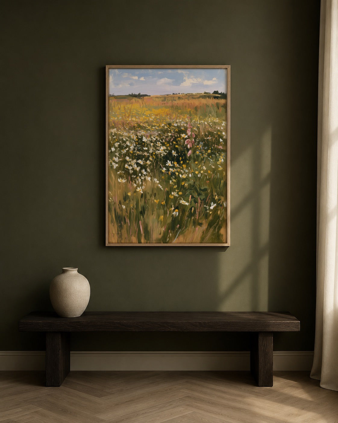 The Summer Meadow framed meadow artwork in a contemporary interior