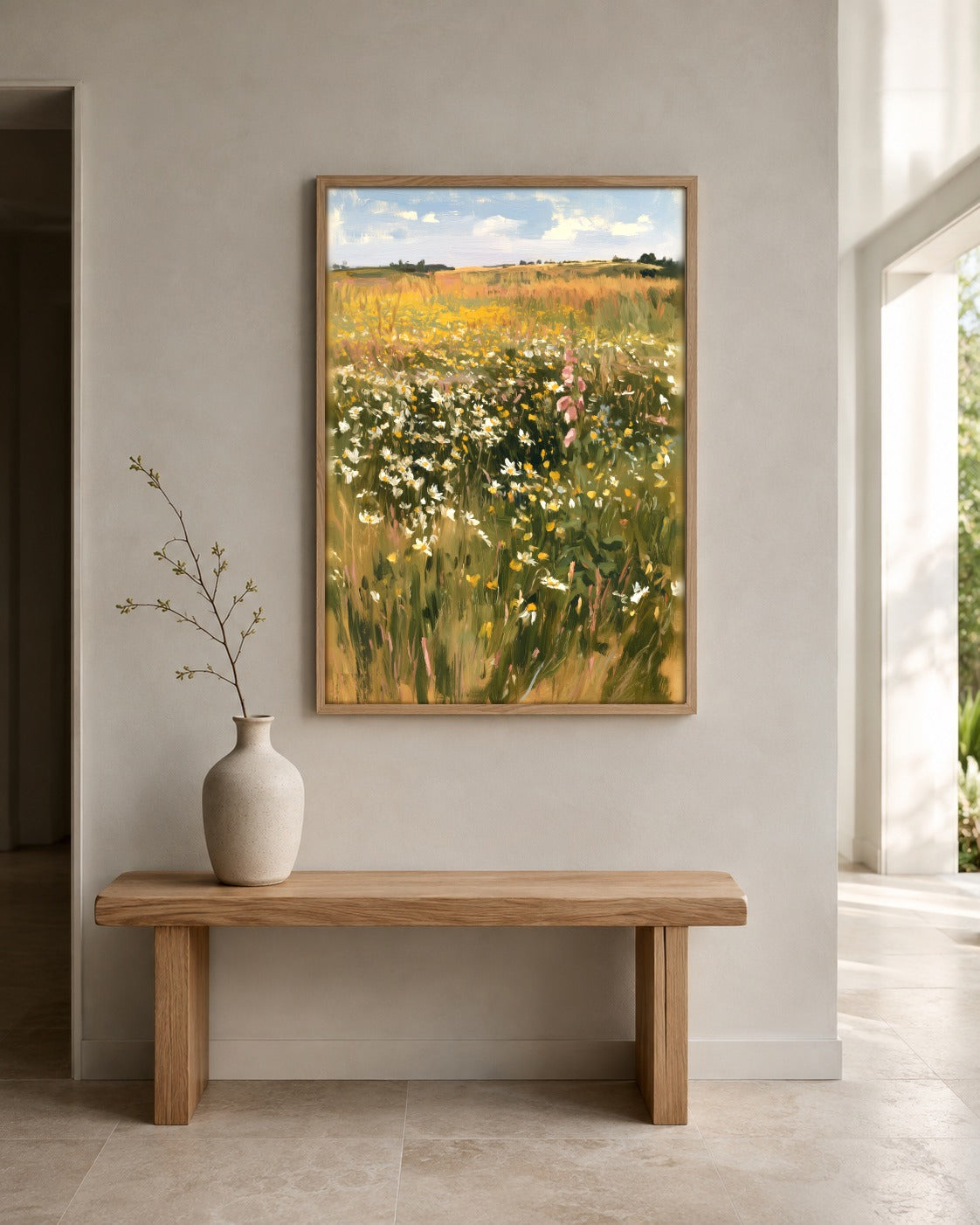 The Summer Meadow wildflower wall art displayed in a home interior