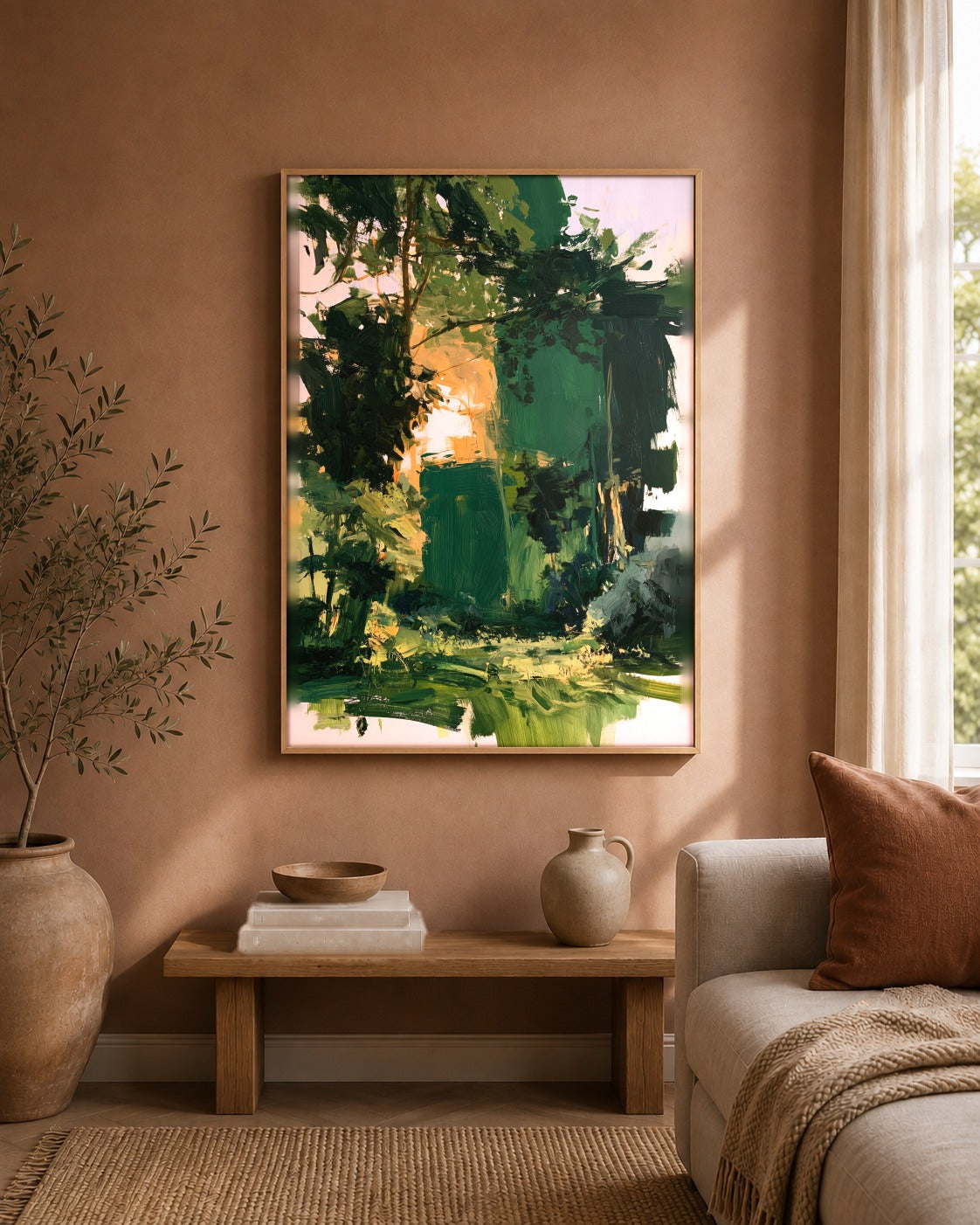 Green Passage abstract woodland artwork interior view