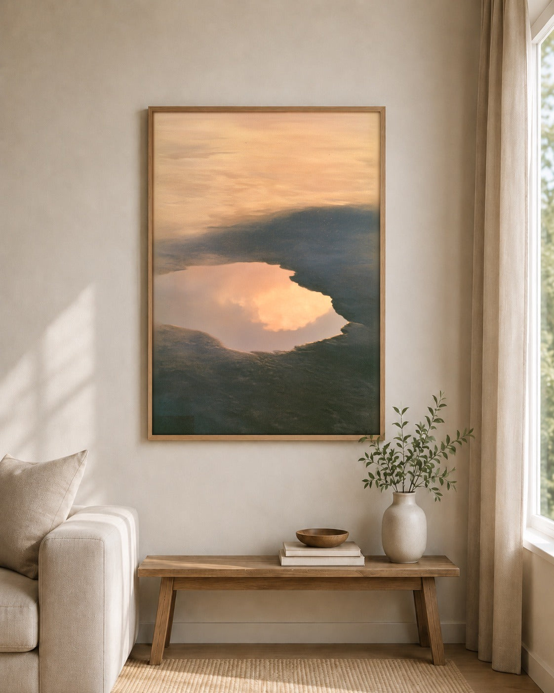 After the Tide framed wall art styled on an interior wall