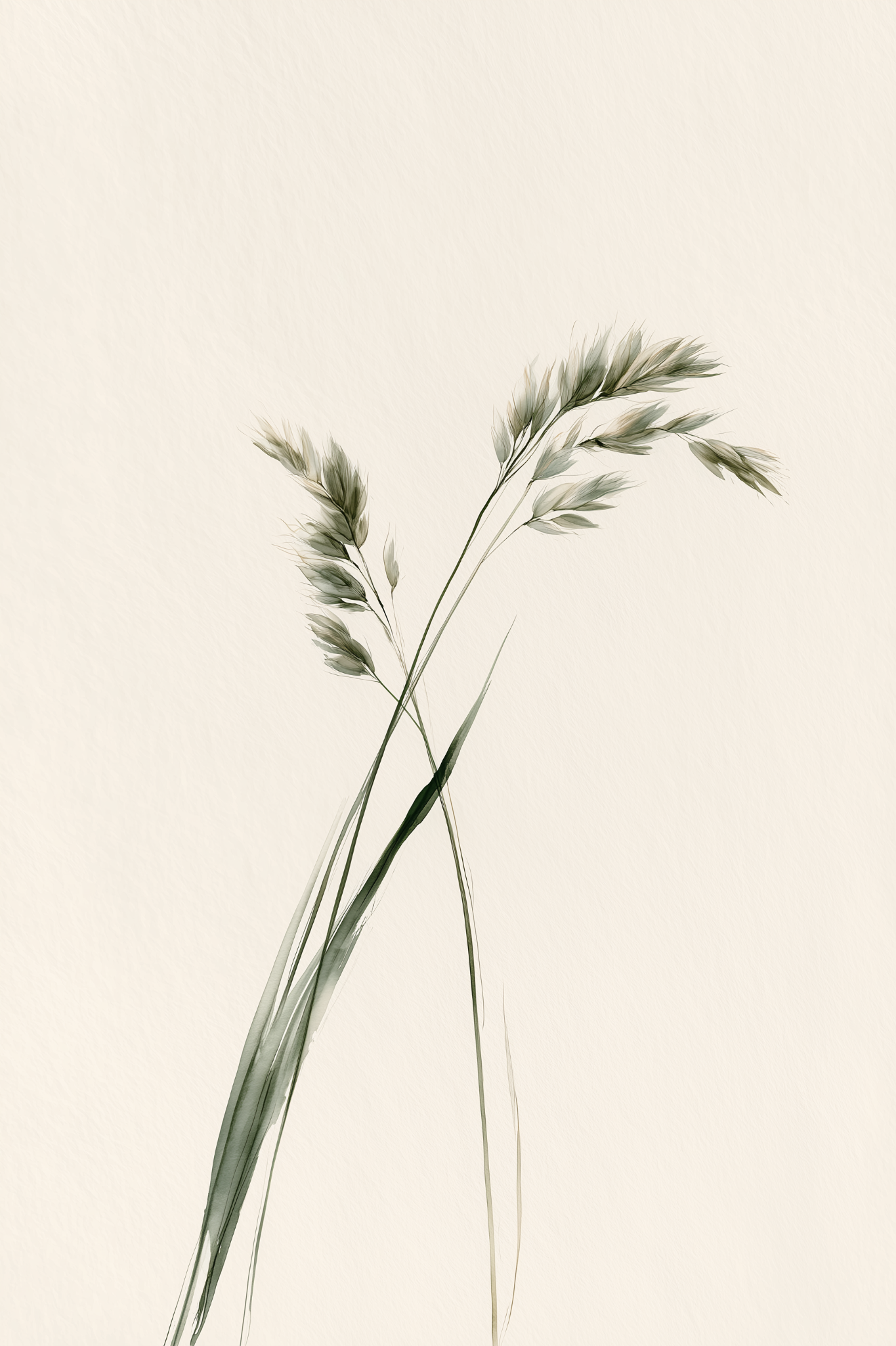 Crossed Grasses minimal botanical wall art print by Daisy & Co