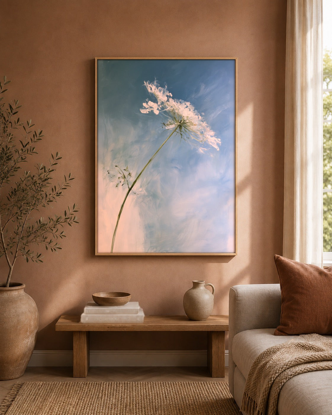 Cow Parsley Blue botanical artwork interior view