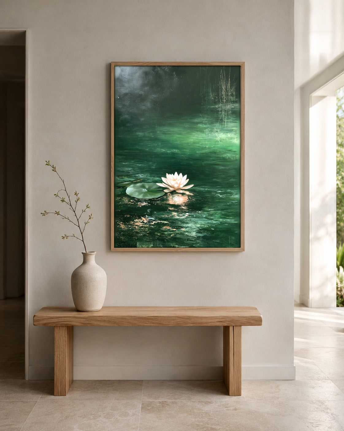 The Floating Bloom pink flower wall art displayed in a home interior