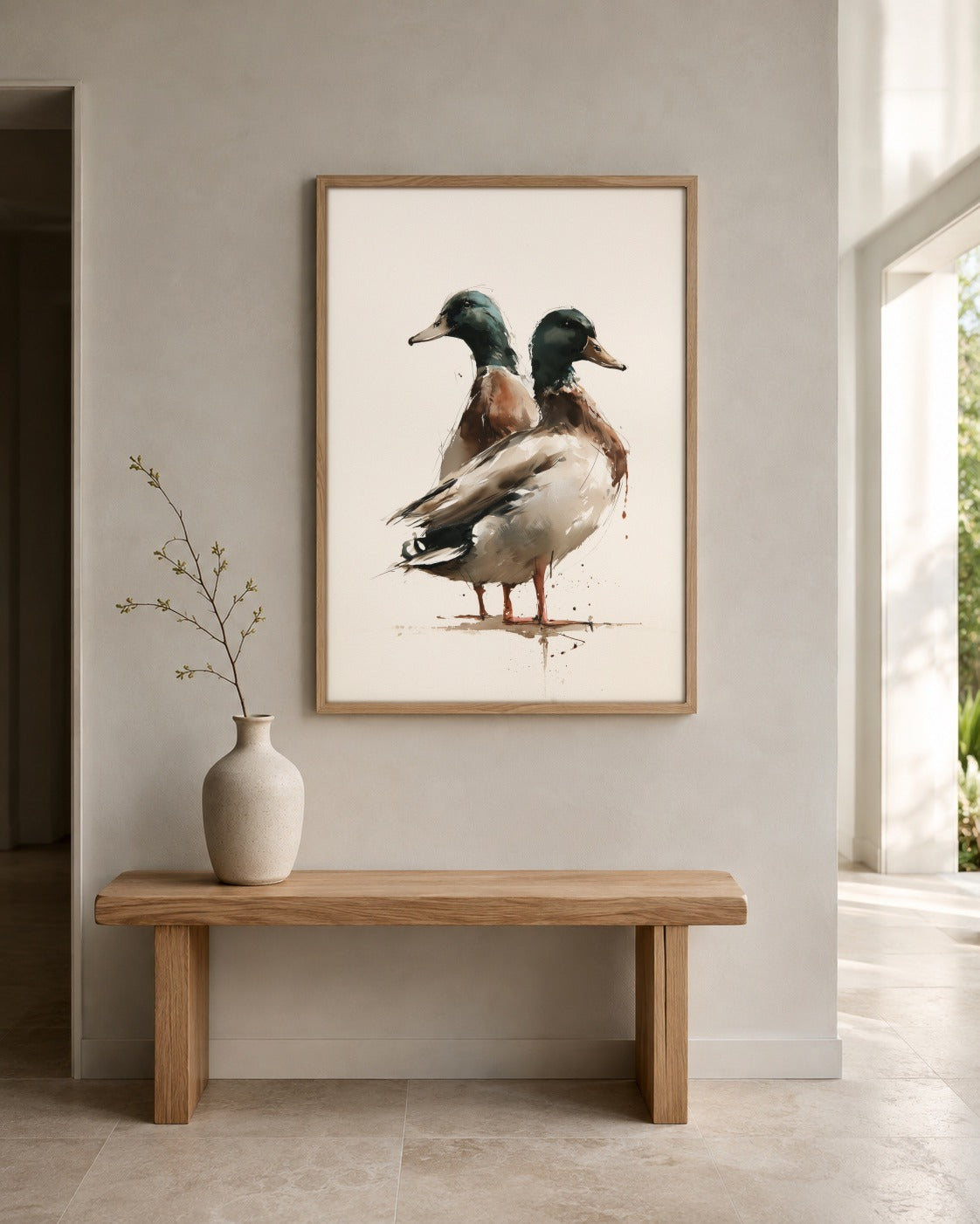 Mallard Ducks bird wall art displayed in a home interior