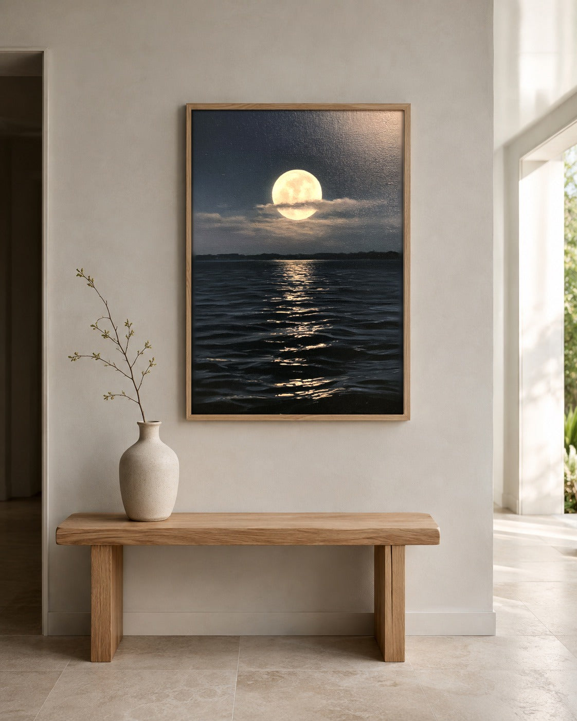 Where Light Rests framed wall art styled on an interior wall