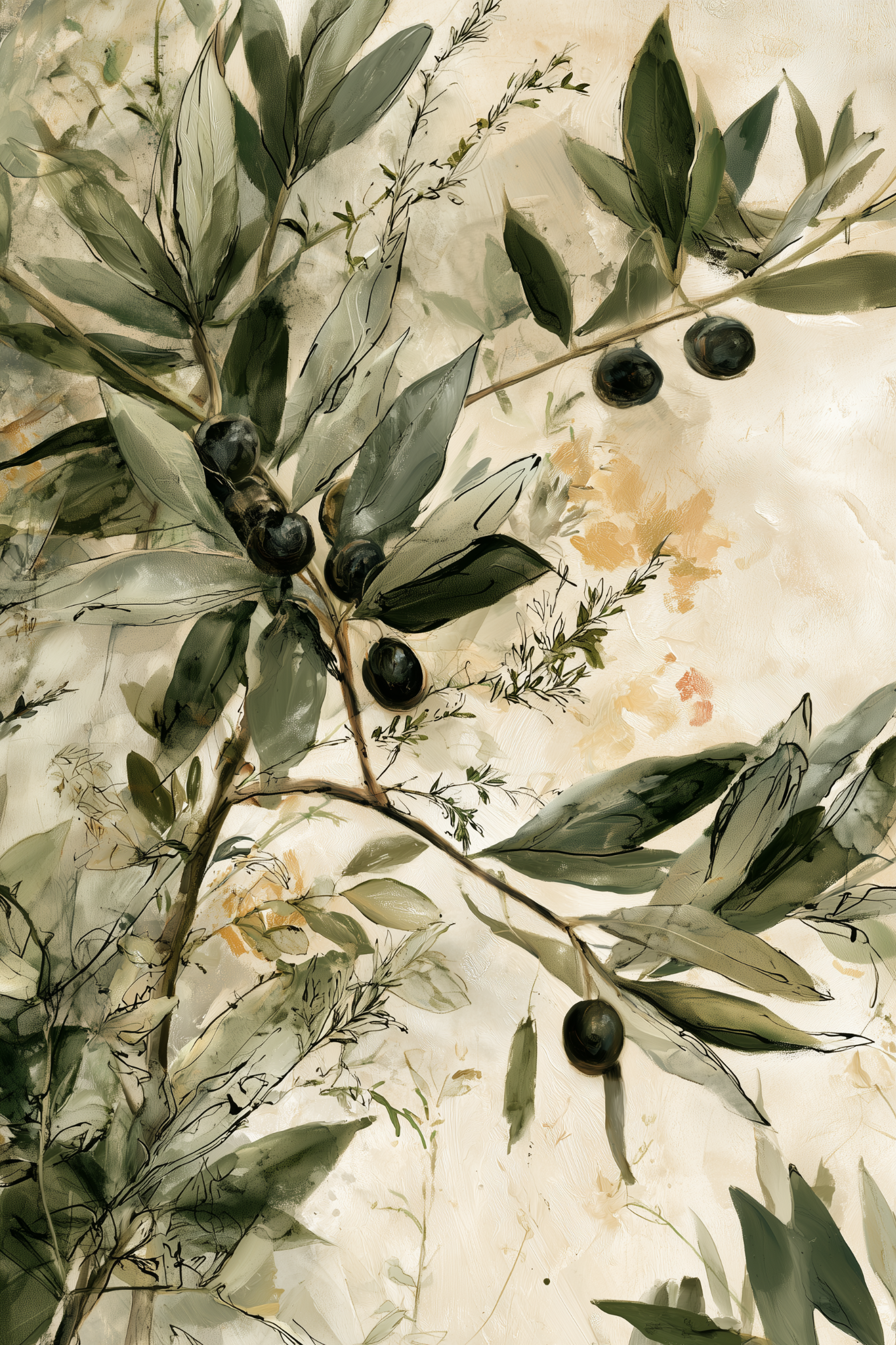 Olive Branch Study Mediterranean botanical kitchen wall art print by Daisy & Co