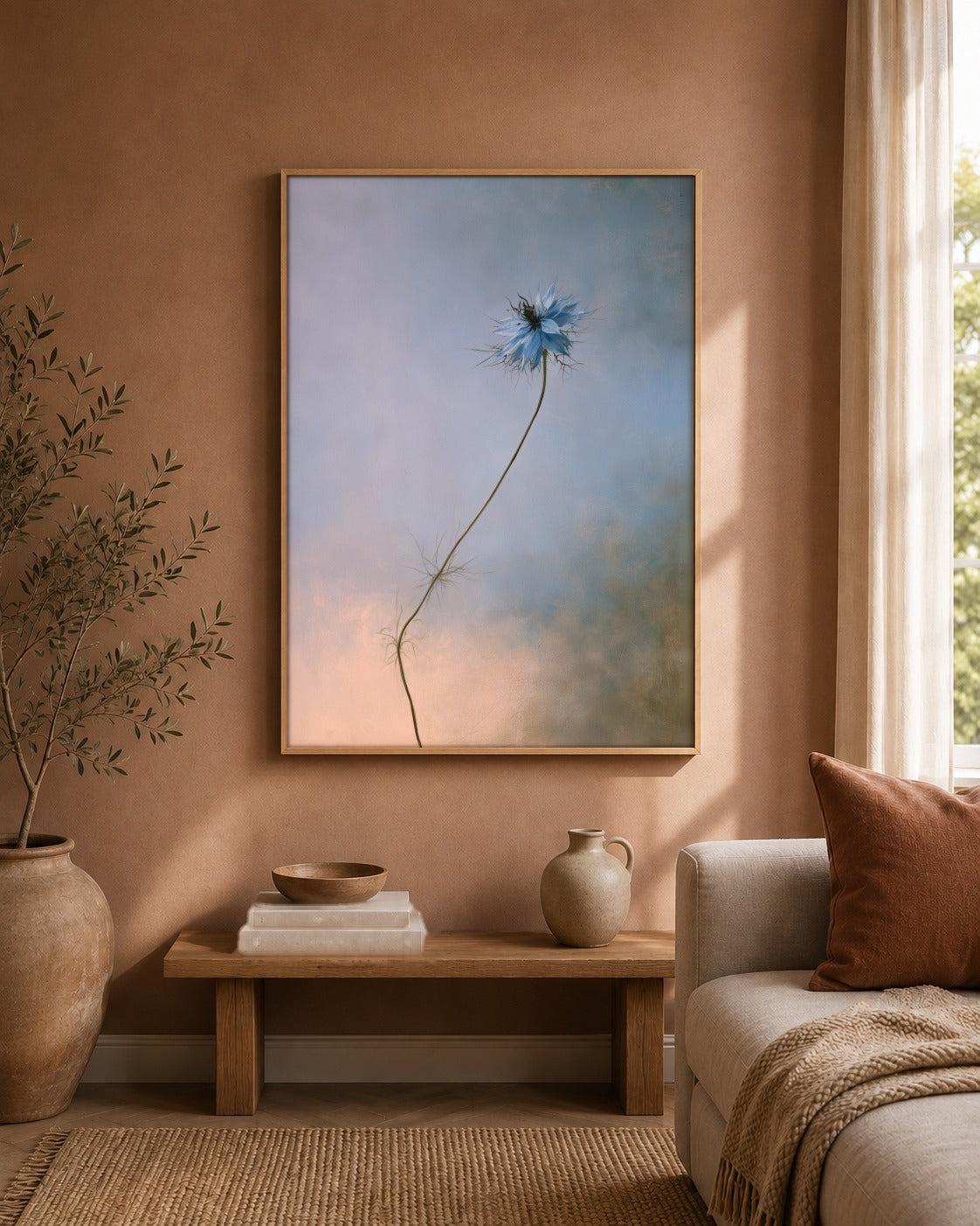 Wild Blue flower artwork interior view