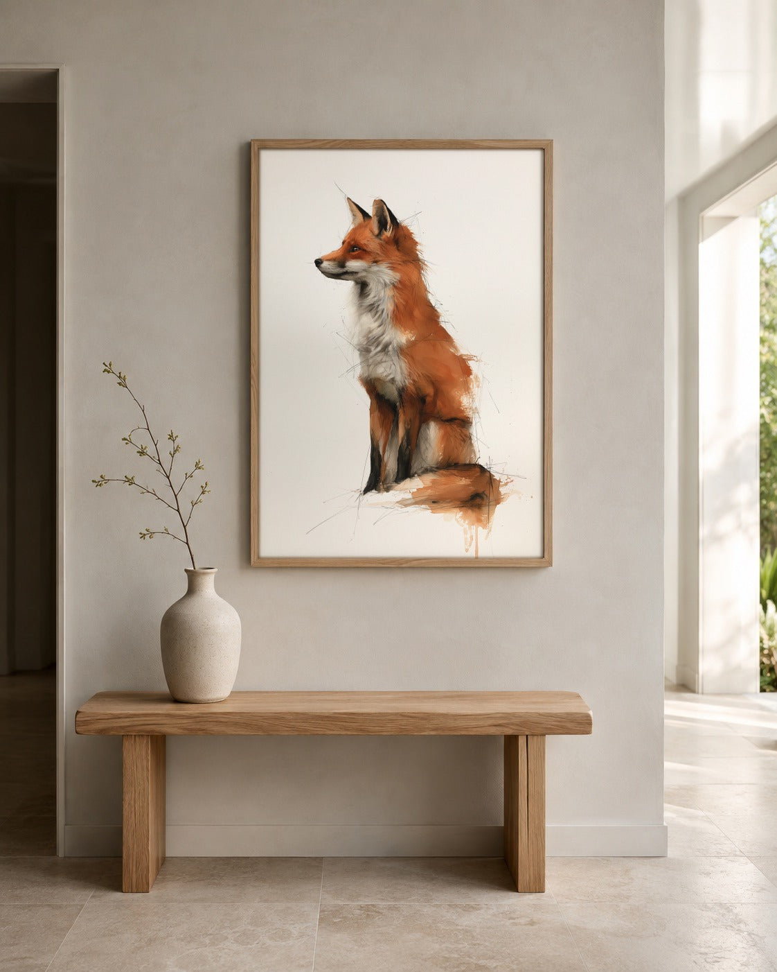 Red Fox wildlife wall art displayed in a home interior