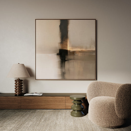 Still Structure square neutral abstract canvas wall art by Daisy & Co