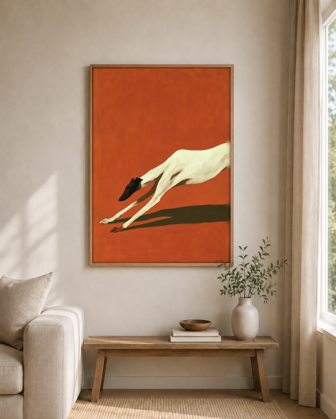 The Long Stretch framed wall art styled on an interior wall
