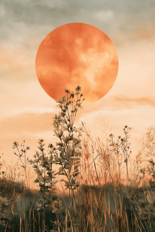 Harvest Sun terracotta meadow wall art print
