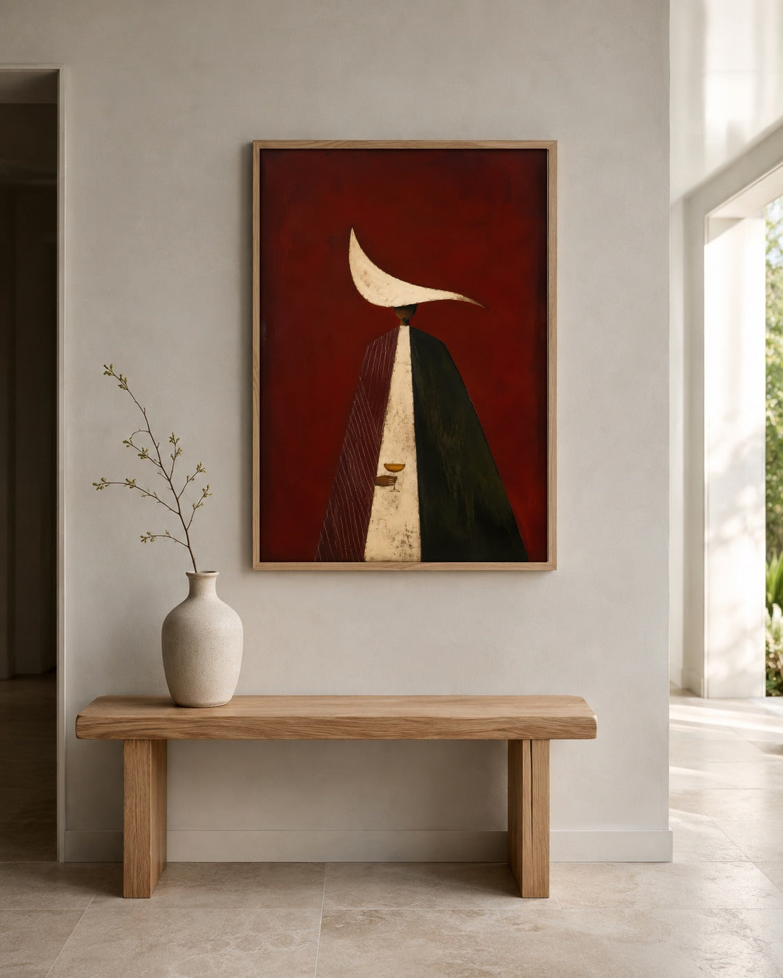 The Last Glass faceless figure wall art displayed in a home interior