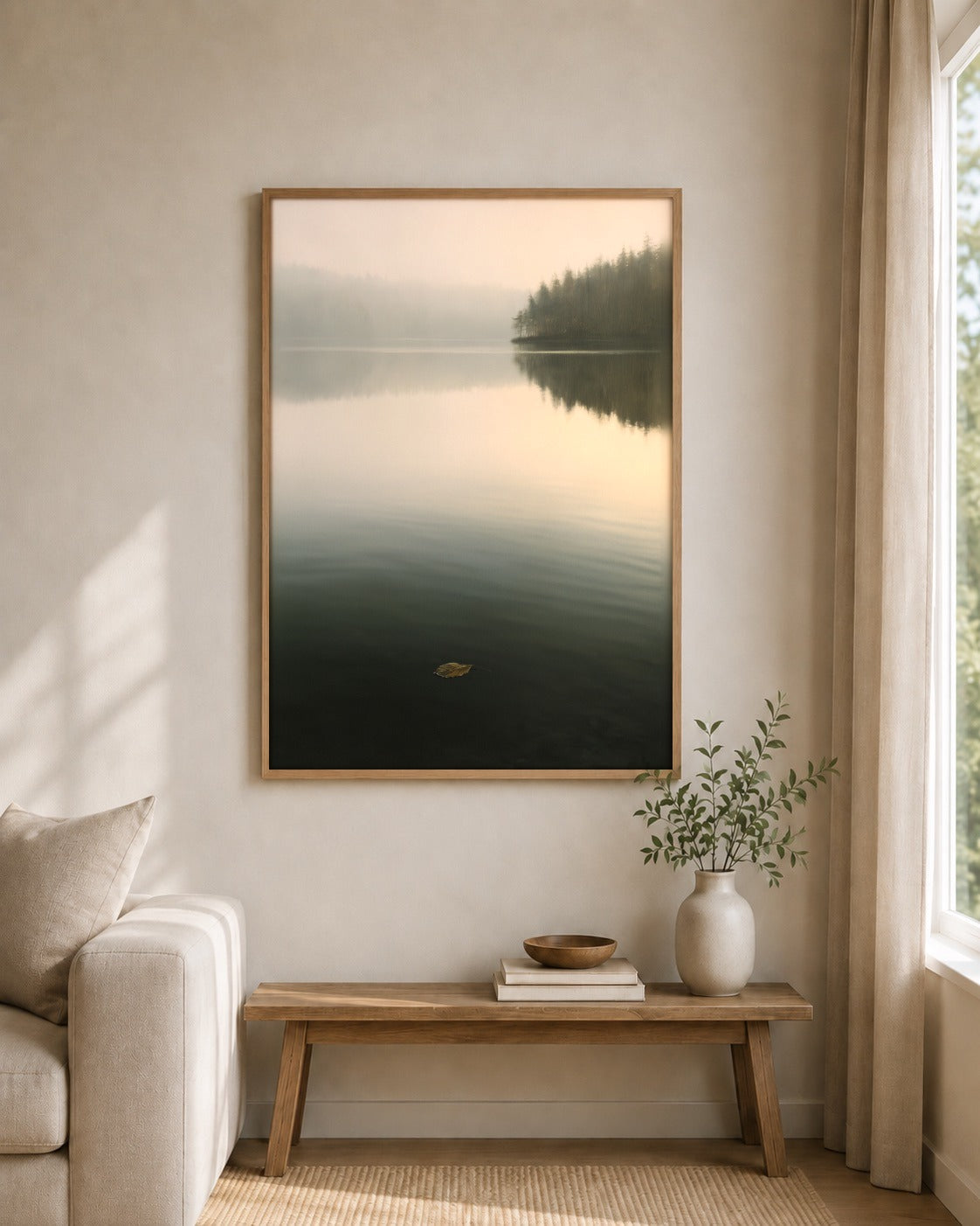 The Last Leaf framed wall art styled on an interior wall
