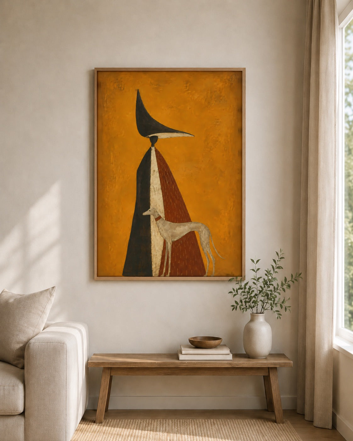 The Late Guest framed wall art styled on an interior wall