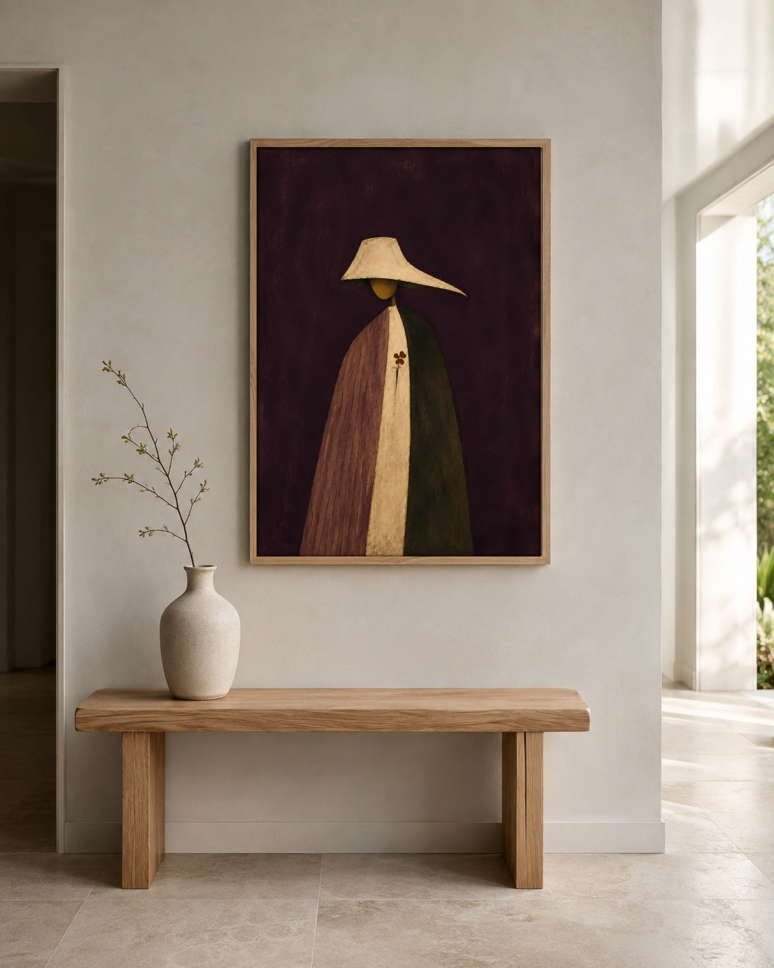 The Night Flower faceless figure wall art displayed in a home interior