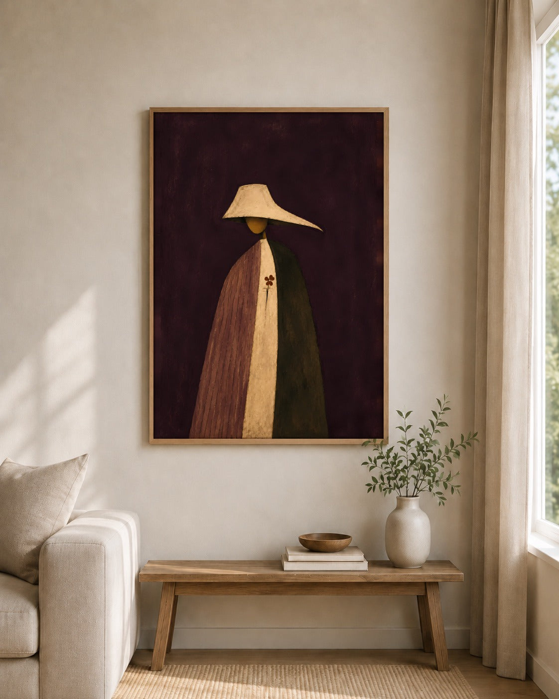 The Night Flower framed wall art styled on an interior wall