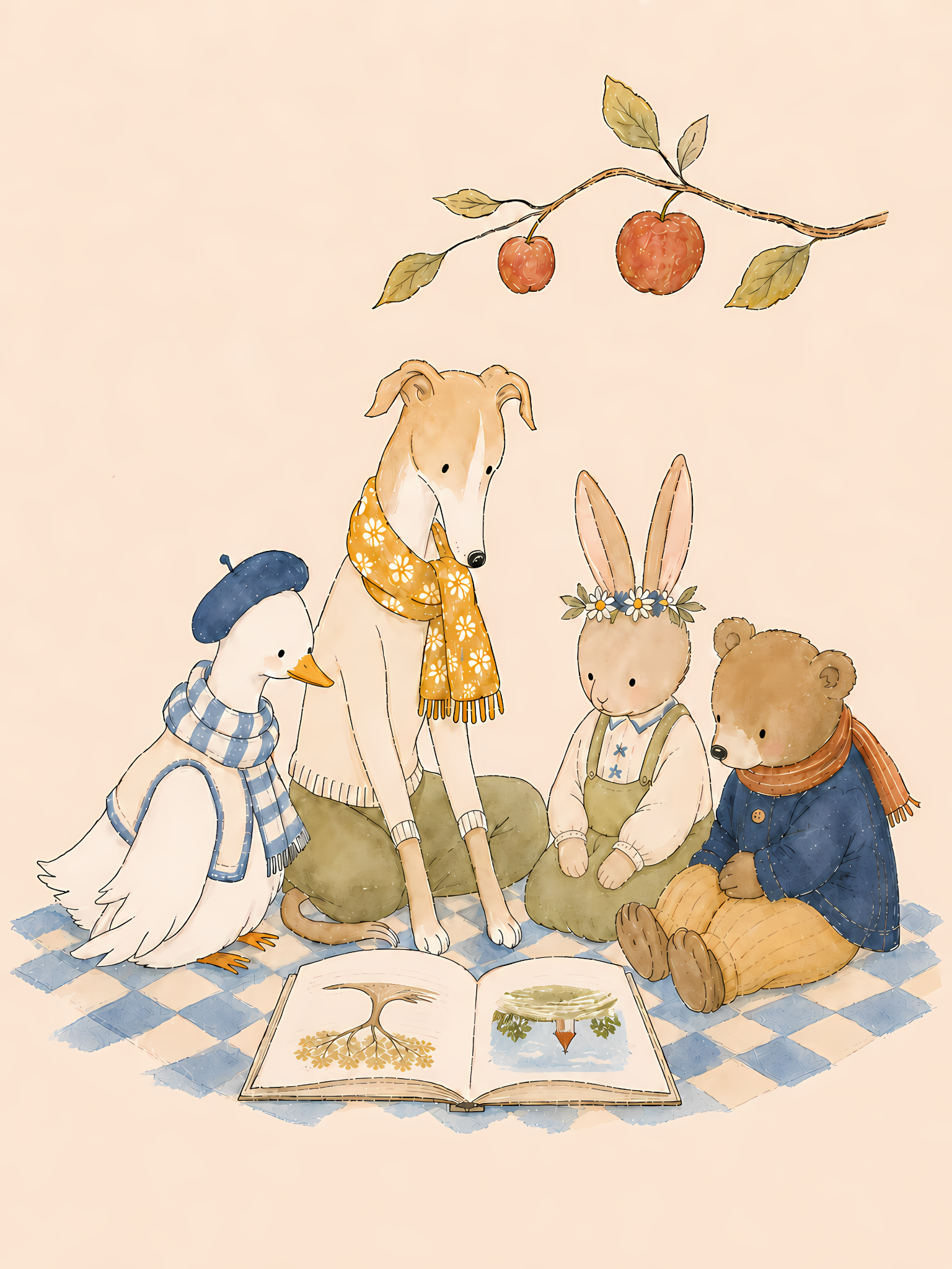 The Story Tree illustrated animal nursery print by Daisy and Friends