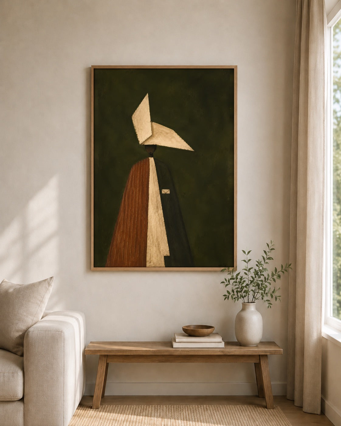 The Unsent Letter framed wall art styled on an interior wall