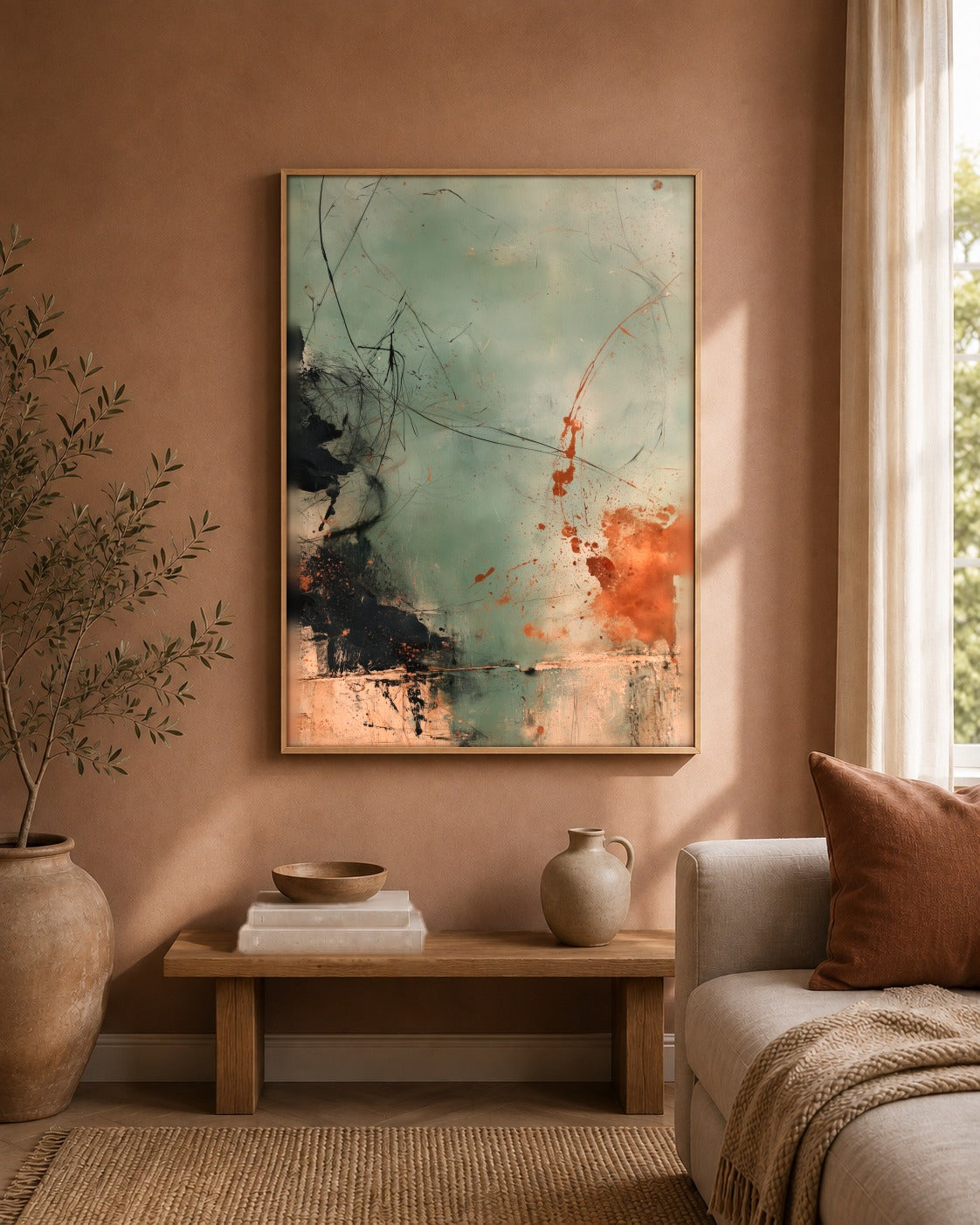 Verdigris abstract artwork interior view
