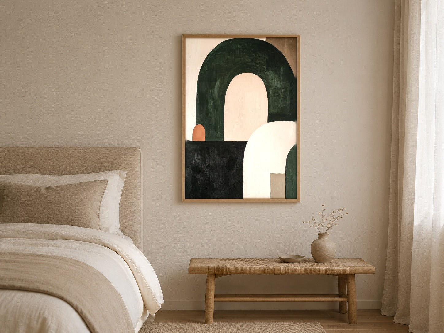 Wabi Form framed geometric abstract artwork in a contemporary interior