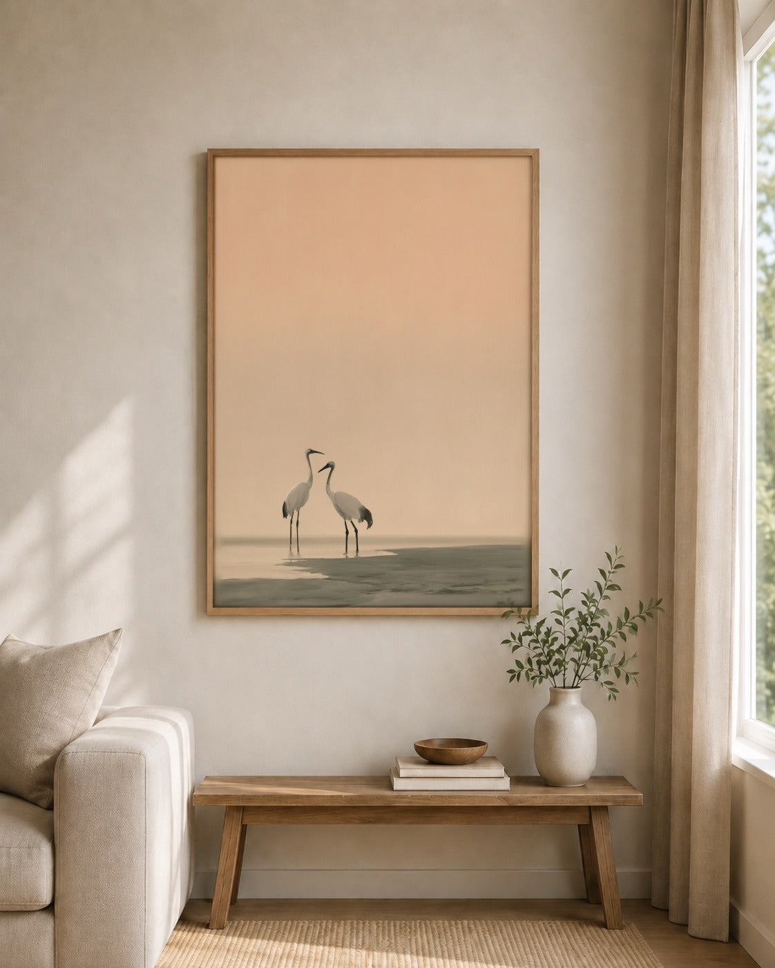 The Quiet Meeting framed wall art styled on an interior wall