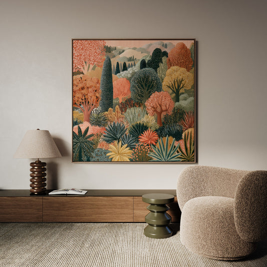 Wild Grove colourful square botanical canvas wall art by Daisy & Co